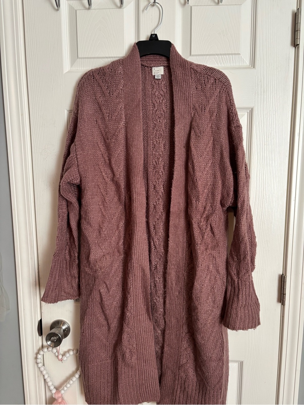a new day Rose Taupe Cable Knit Open-Front Cardigan